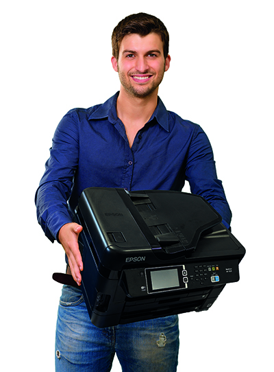 Mann mit Drucker